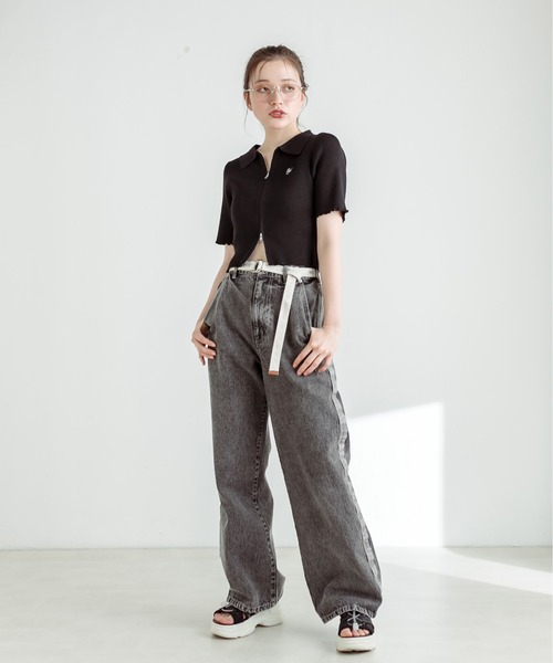 OLIVE des OLIVE（オリーブデオリーブ）の「ベルト付きサイドラインデニムパンツ　1031030080（デニムパンツ・レディース・スミクロ/サックスブルー・SMALL/MEDIUM）」の16枚目の写真