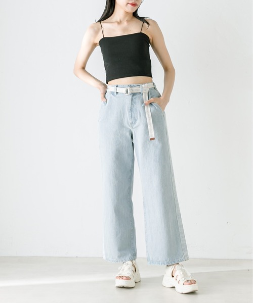 OLIVE des OLIVE（オリーブデオリーブ）の「ベルト付きサイドラインデニムパンツ　1031030080（デニムパンツ・レディース・スミクロ/サックスブルー・SMALL/MEDIUM）」の18枚目の写真