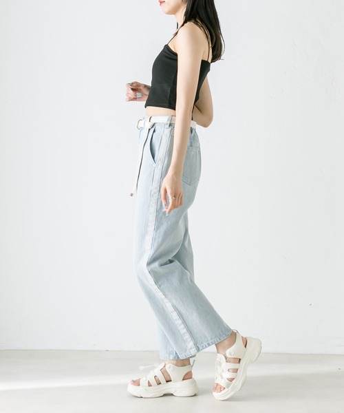 OLIVE des OLIVE（オリーブデオリーブ）の「ベルト付きサイドラインデニムパンツ　1031030080（デニムパンツ・レディース・スミクロ/サックスブルー・SMALL/MEDIUM）」の19枚目の写真