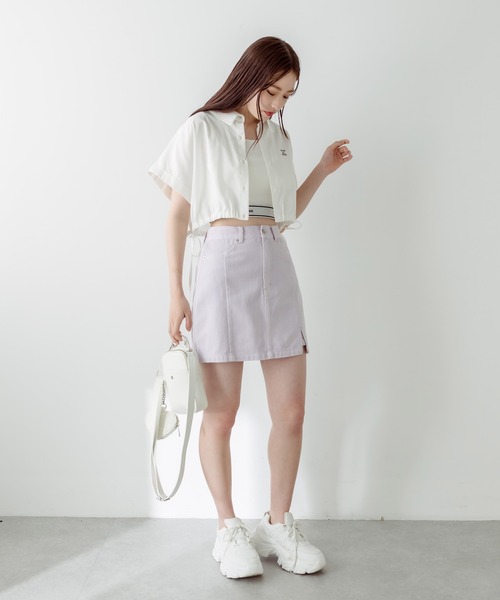 OLIVE des OLIVE（オリーブデオリーブ）の「クロップドドルマンシャツ　1031040430（シャツ/ブラウス・レディース・イエロー/サックスブルー/ブラック/オフホワイト・FREE）」の10枚目の写真