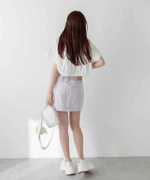 OLIVE des OLIVE（オリーブデオリーブ）の「クロップドドルマンシャツ　1031040430（シャツ/ブラウス・レディース・イエロー/サックスブルー/ブラック/オフホワイト・FREE）」の11枚目の写真