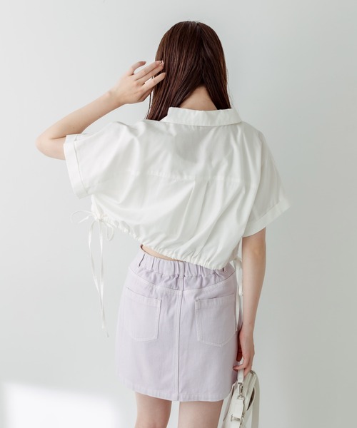 OLIVE des OLIVE（オリーブデオリーブ）の「クロップドドルマンシャツ　1031040430（シャツ/ブラウス・レディース・イエロー/サックスブルー/ブラック/オフホワイト・FREE）」の14枚目の写真