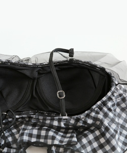 Dalfwin（ダールフィン）の「BACKレースアップフリルフレアワイヤーモノキニ水着（水着・レディース・ホワイト/ブラック・SMALL/MEDIUM/LARGE）」の6枚目の写真