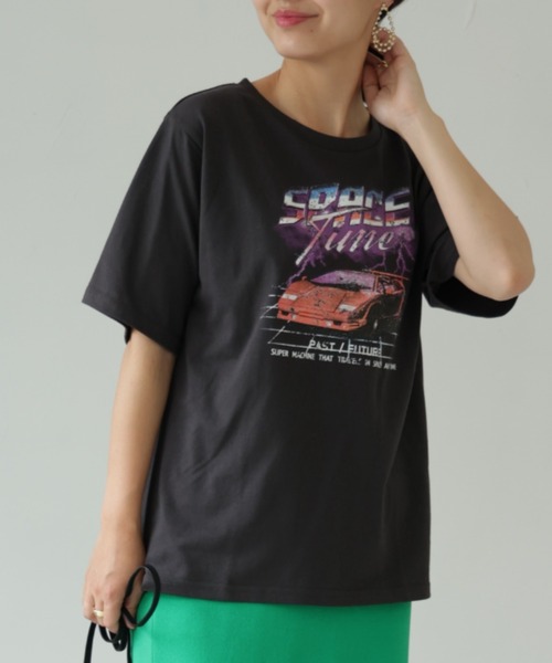 each（イーチ）の「バンドプリントビッグTシャツ（Tシャツ/カットソー・レディース・ブラック/オフホワイト・FREE）」の3枚目の写真