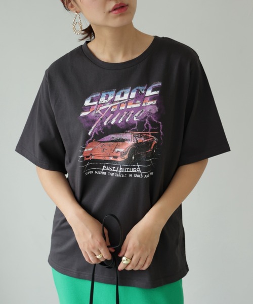 each（イーチ）の「バンドプリントビッグTシャツ（Tシャツ/カットソー・レディース・ブラック/オフホワイト・FREE）」の7枚目の写真