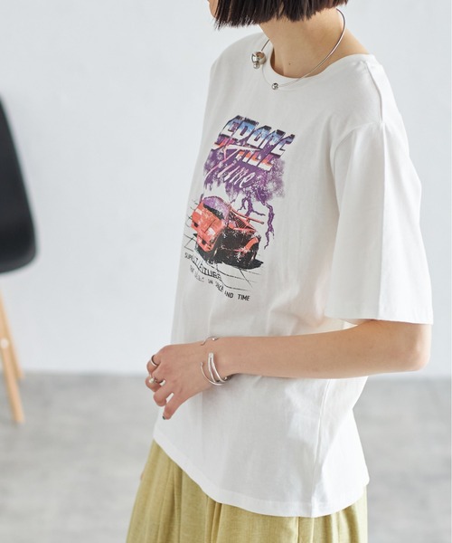 each（イーチ）の「バンドプリントビッグTシャツ（Tシャツ/カットソー・レディース・ブラック/オフホワイト・FREE）」の15枚目の写真