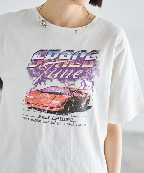 each（イーチ）の「バンドプリントビッグTシャツ（Tシャツ/カットソー・レディース・ブラック/オフホワイト・FREE）」の17枚目の写真