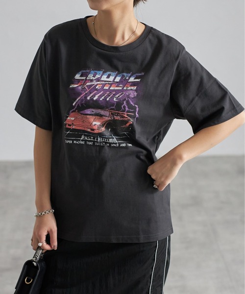 each（イーチ）の「バンドプリントビッグTシャツ（Tシャツ/カットソー・レディース・ブラック/オフホワイト・FREE）」の19枚目の写真