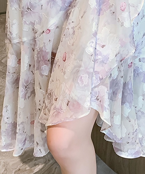 Grandeir（グランディール）の「花柄プリントイレヘム半袖ワンピース（ワンピース・レディース・パープル・M）」の3枚目の写真