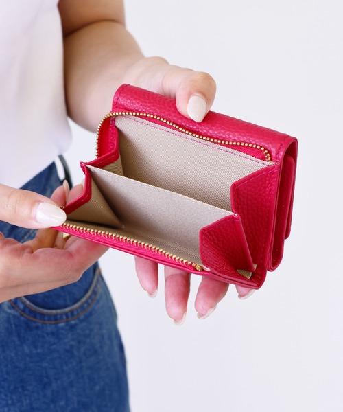 emesuelee（エメスーリー）の「本革 三つ折りミニウォレット（財布・レディース・ピンク/オレンジ/シルバー/ブラック・フリー）」の3枚目の写真