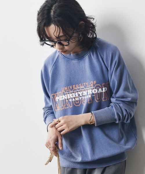 CHIC STYLE（シックスタイル）の「＜大きいサイズ＞綿100％ピグメント染ロゴプリントスウェット シックスタイル（スウェット・レディース・ブルー/チャコール・3L/5L/4L/L/LL）」の13枚目の写真