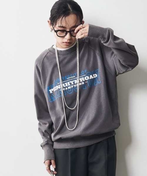 CHIC STYLE（シックスタイル）の「＜大きいサイズ＞綿100％ピグメント染ロゴプリントスウェット シックスタイル（スウェット・レディース・ブルー/チャコール・3L/5L/4L/L/LL）」の11枚目の写真