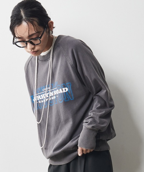 CHIC STYLE（シックスタイル）の「＜大きいサイズ＞綿100％ピグメント染ロゴプリントスウェット シックスタイル（スウェット・レディース・ブルー/チャコール・3L/5L/4L/L/LL）」の4枚目の写真