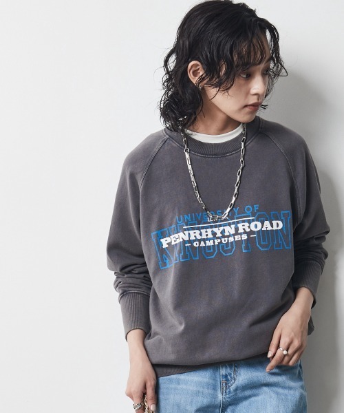 CHIC STYLE（シックスタイル）の「＜大きいサイズ＞綿100％ピグメント染ロゴプリントスウェット シックスタイル（スウェット・レディース・ブルー/チャコール・3L/5L/4L/L/LL）」の5枚目の写真