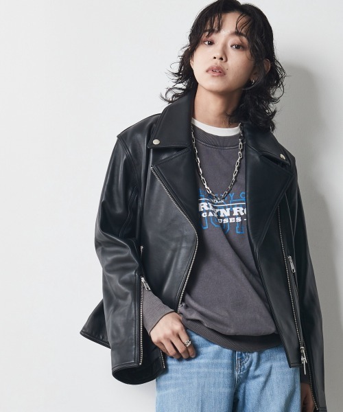 CHIC STYLE（シックスタイル）の「＜大きいサイズ＞綿100％ピグメント染ロゴプリントスウェット シックスタイル（スウェット・レディース・ブルー/チャコール・3L/5L/4L/L/LL）」の7枚目の写真