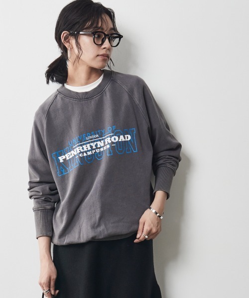 CHIC STYLE（シックスタイル）の「＜大きいサイズ＞綿100％ピグメント染ロゴプリントスウェット シックスタイル（スウェット・レディース・ブルー/チャコール・3L/5L/4L/L/LL）」の8枚目の写真