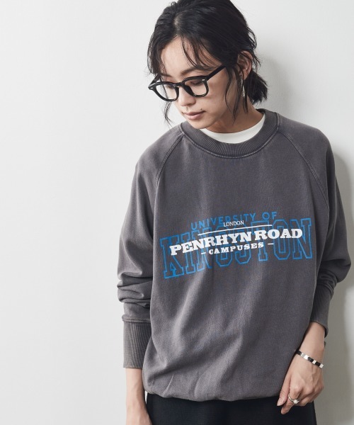 CHIC STYLE（シックスタイル）の「＜大きいサイズ＞綿100％ピグメント染ロゴプリントスウェット シックスタイル（スウェット・レディース・ブルー/チャコール・3L/5L/4L/L/LL）」の9枚目の写真