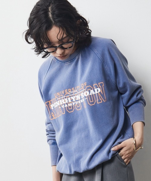 CHIC STYLE（シックスタイル）の「＜大きいサイズ＞綿100％ピグメント染ロゴプリントスウェット シックスタイル（スウェット・レディース・ブルー/チャコール・3L/5L/4L/L/LL）」の10枚目の写真