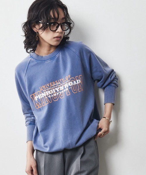 CHIC STYLE（シックスタイル）の「＜大きいサイズ＞綿100％ピグメント染ロゴプリントスウェット シックスタイル（スウェット・レディース・ブルー/チャコール・3L/5L/4L/L/LL）」の12枚目の写真