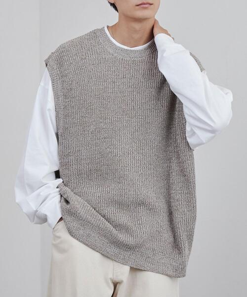 coen（コーエン）の「カラーミックスニットベスト（ベスト・メンズ・ブラウン/ネイビー・M/L）」の2枚目の写真