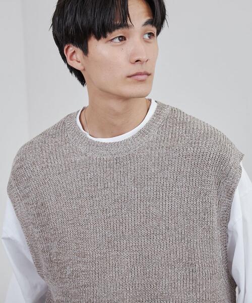 coen（コーエン）の「カラーミックスニットベスト（ベスト・メンズ・ブラウン/ネイビー・M/L）」の3枚目の写真