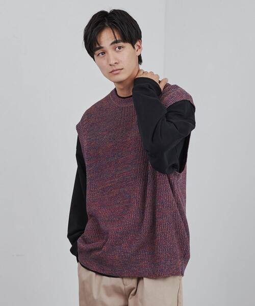 coen（コーエン）の「カラーミックスニットベスト（ベスト・メンズ・ブラウン/ネイビー・M/L）」の6枚目の写真