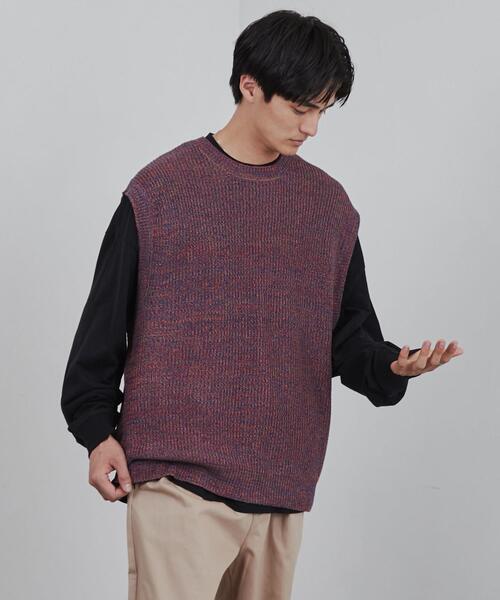 coen（コーエン）の「カラーミックスニットベスト（ベスト・メンズ・ブラウン/ネイビー・M/L）」の8枚目の写真