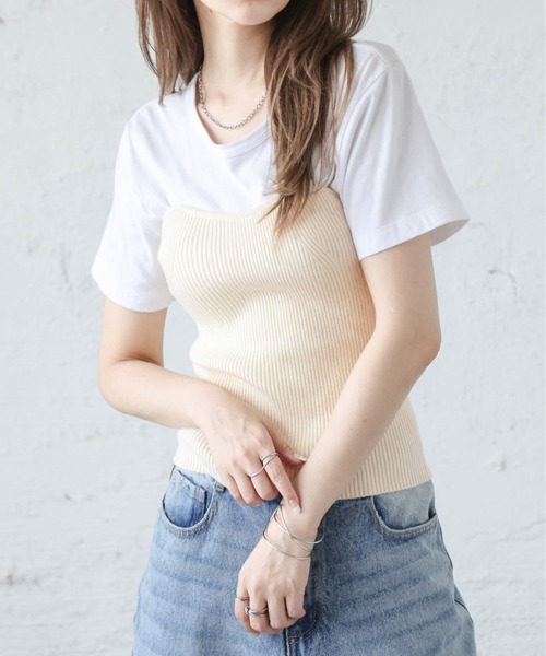 La-gemme(ラジェム)の「リブニットビスチェ(ニット/セーター・レディース・ブラック/オフホワイト/グレー・フリー)」の5枚目の写真
