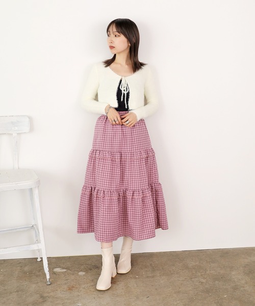 ROOPTOKYO（ループトウキョウ）の「▲ギンガムチェックティアードスカート（スカート・レディース・ブラック/ピンク・S/M/L）」の7枚目の写真