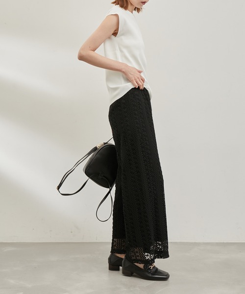 ROPE' PICNIC(ロペピクニック)の「【emur/エミュール】クロッシェ調レースパンツ(その他パンツ・レディース・ブラック・38)」の4枚目の写真
