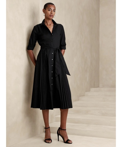 BANANA REPUBLIC FACTORY STORE(バナナリパブリック ファクトリーストア)の「BANANA REPUBLIC FACTORY STORE プリーツシャツワンピース(ワンピース・レディース・ホワイト/ブラック・0/2/4/6/00)」の6枚目の写真