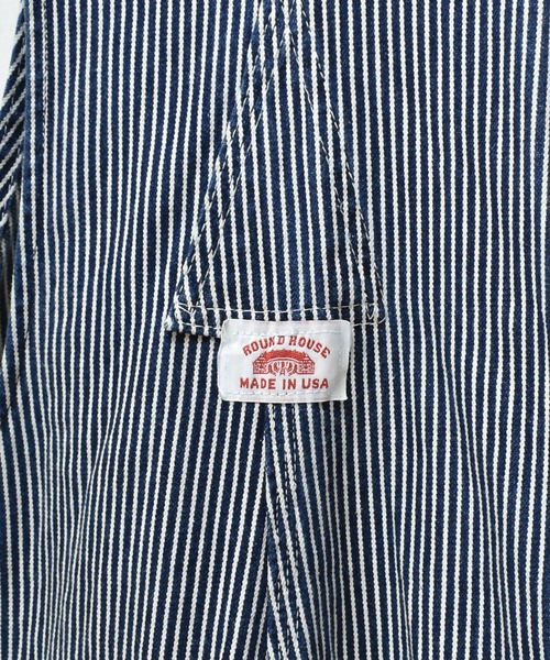 VINTAGE(ヴィンテージ)の「【ヴィンテージ古着】90's ROUND HOUSE/ラウンドハウス ヒッコリー デニムオーバーオール USA製(サロペット/オーバーオール・メンズ・ブルー・32)」の5枚目の写真