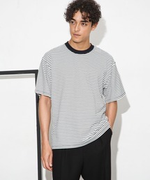 NANO universe | Anti Soaked 汗染み防止ボーダークルーネックT半袖(Tシャツ/カットソー)