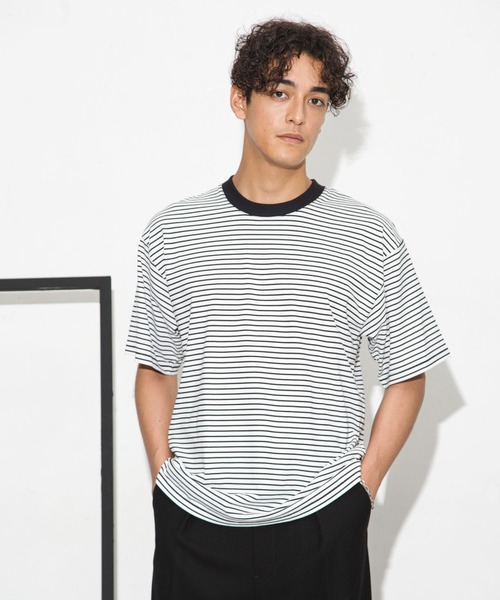 NANO universe(ナノユニバース)の「Anti Soaked 汗染み防止ボーダークルーネックT半袖(Tシャツ/カットソー・メンズ・ブルー/ホワイト/ネイビー・S/M/L)」の5枚目の写真