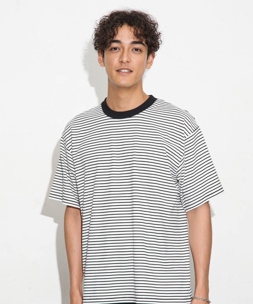 NANO universe(ナノユニバース)の「Anti Soaked 汗染み防止ボーダークルーネックT半袖(Tシャツ/カットソー・メンズ・ブルー/ホワイト/ネイビー・S/M/L)」の6枚目の写真