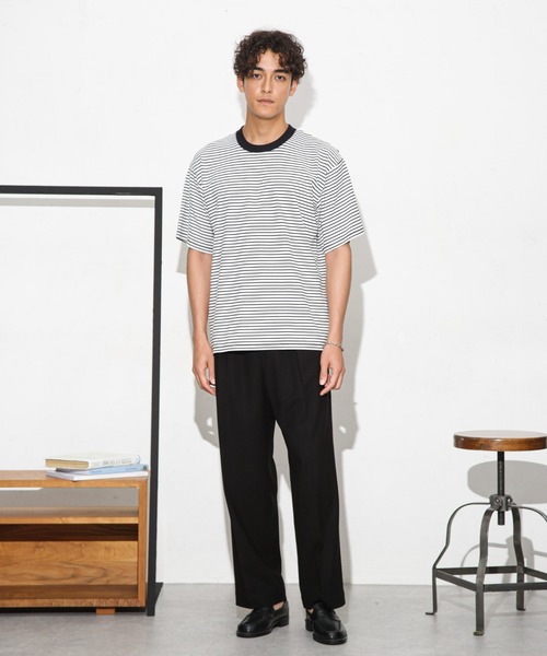 NANO universe(ナノユニバース)の「Anti Soaked 汗染み防止ボーダークルーネックT半袖(Tシャツ/カットソー・メンズ・ブルー/ホワイト/ネイビー・S/M/L)」の7枚目の写真