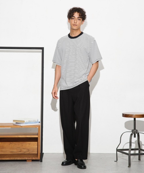 NANO universe(ナノユニバース)の「Anti Soaked 汗染み防止ボーダークルーネックT半袖(Tシャツ/カットソー・メンズ・ブルー/ホワイト/ネイビー・S/M/L)」の9枚目の写真