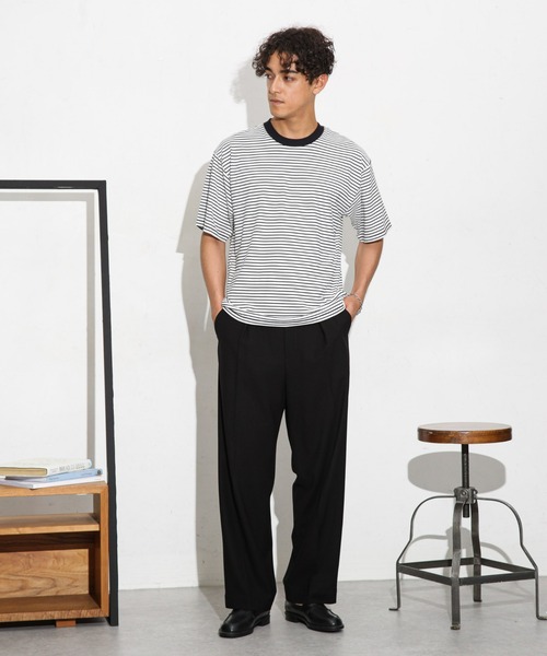 NANO universe(ナノユニバース)の「Anti Soaked 汗染み防止ボーダークルーネックT半袖(Tシャツ/カットソー・メンズ・ブルー/ホワイト/ネイビー・S/M/L)」の10枚目の写真