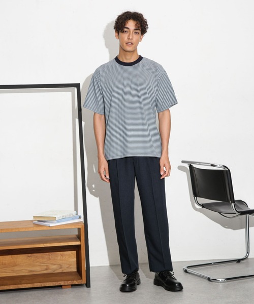 NANO universe(ナノユニバース)の「Anti Soaked 汗染み防止ボーダークルーネックT半袖(Tシャツ/カットソー・メンズ・ブルー/ホワイト/ネイビー・S/M/L)」の15枚目の写真