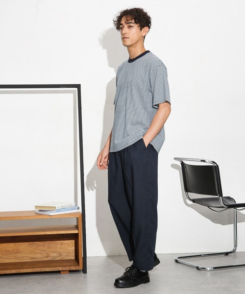 NANO universe(ナノユニバース)の「Anti Soaked 汗染み防止ボーダークルーネックT半袖(Tシャツ/カットソー・メンズ・ブルー/ホワイト/ネイビー・S/M/L)」の18枚目の写真