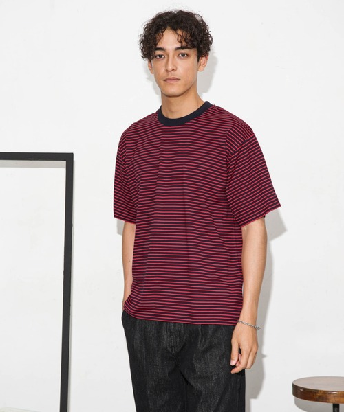 NANO universe(ナノユニバース)の「Anti Soaked 汗染み防止ボーダークルーネックT半袖(Tシャツ/カットソー・メンズ・ブルー/ホワイト/ネイビー・S/M/L)」の19枚目の写真