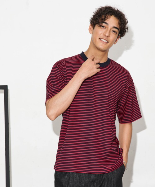 NANO universe(ナノユニバース)の「Anti Soaked 汗染み防止ボーダークルーネックT半袖(Tシャツ/カットソー・メンズ・ブルー/ホワイト/ネイビー・S/M/L)」の20枚目の写真