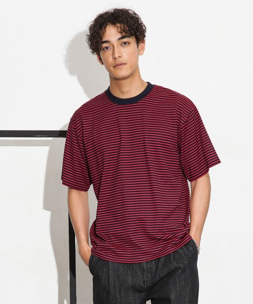 NANO universe(ナノユニバース)の「Anti Soaked 汗染み防止ボーダークルーネックT半袖(Tシャツ/カットソー・メンズ・ブルー/ホワイト/ネイビー・S/M/L)」の21枚目の写真