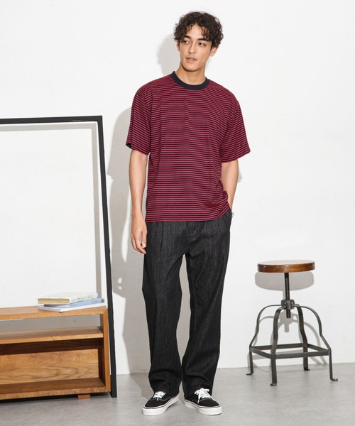 NANO universe(ナノユニバース)の「Anti Soaked 汗染み防止ボーダークルーネックT半袖(Tシャツ/カットソー・メンズ・ブルー/ホワイト/ネイビー・S/M/L)」の22枚目の写真