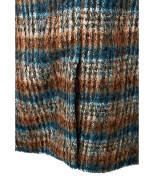 セール】HIGH STREET∴BALLIシャギーチェックスタンドコート（ステン