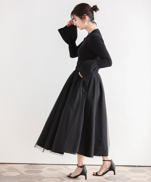 Fit more（フィットモア）の「ベルフレアスリーブニット（ニット/セーター・レディース・アイボリー/ブラック/ピンク・FREE）」の9枚目の写真