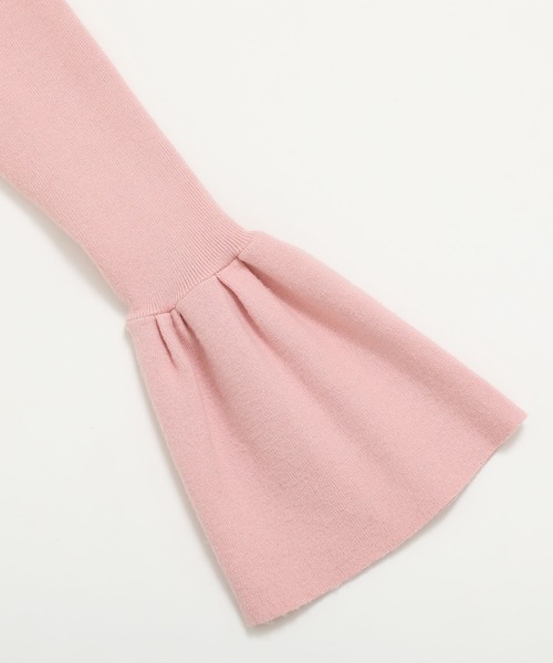 ノーソーイングニット　フレアスリーブ　ピンク　② セール】ベルフレアスリーブニット（ニット/セーター）｜Fit more