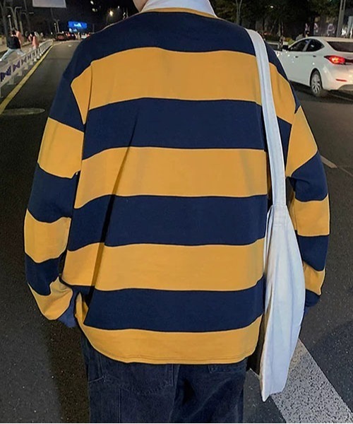 ROOPTOKYO（ループトウキョウ）の「▲ビックシルエットラガーシャツ  ボーダーシャツ（シャツ/ブラウス・メンズ・イエロー系その他/ホワイト×ネイビー・XL/M/L）」の7枚目の写真