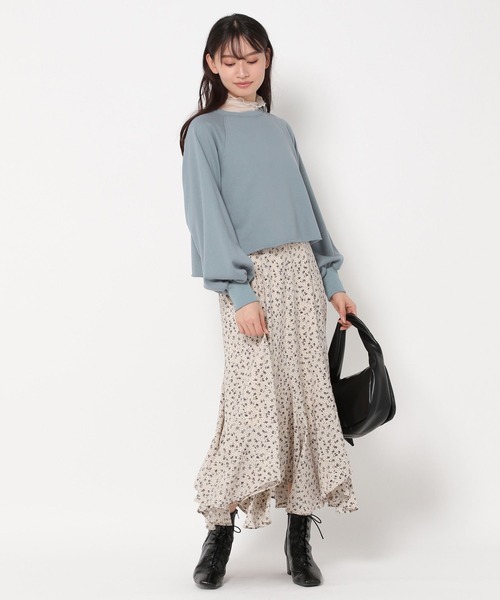 mysty woman（ミスティウーマン）の「ラグランショート裏毛プルオーバー　978503（スウェット・レディース・グレイッシュブルー/チャコールグレー/アイボリー・FREE）」の6枚目の写真