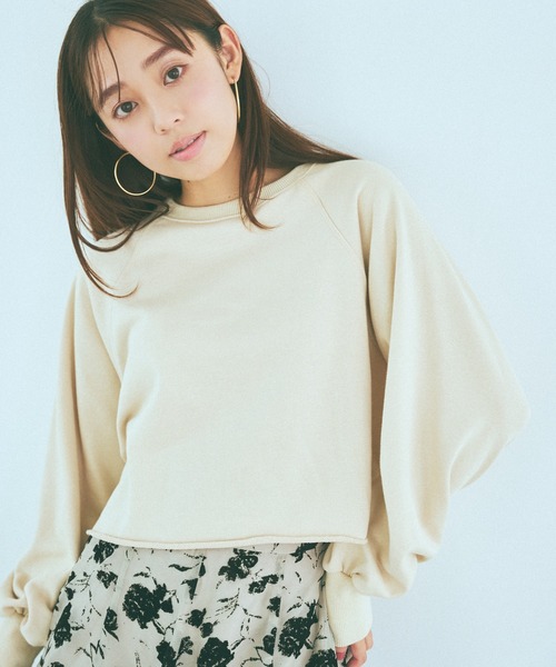 mysty woman（ミスティウーマン）の「ラグランショート裏毛プルオーバー　978503（スウェット・レディース・グレイッシュブルー/チャコールグレー/アイボリー・FREE）」の19枚目の写真